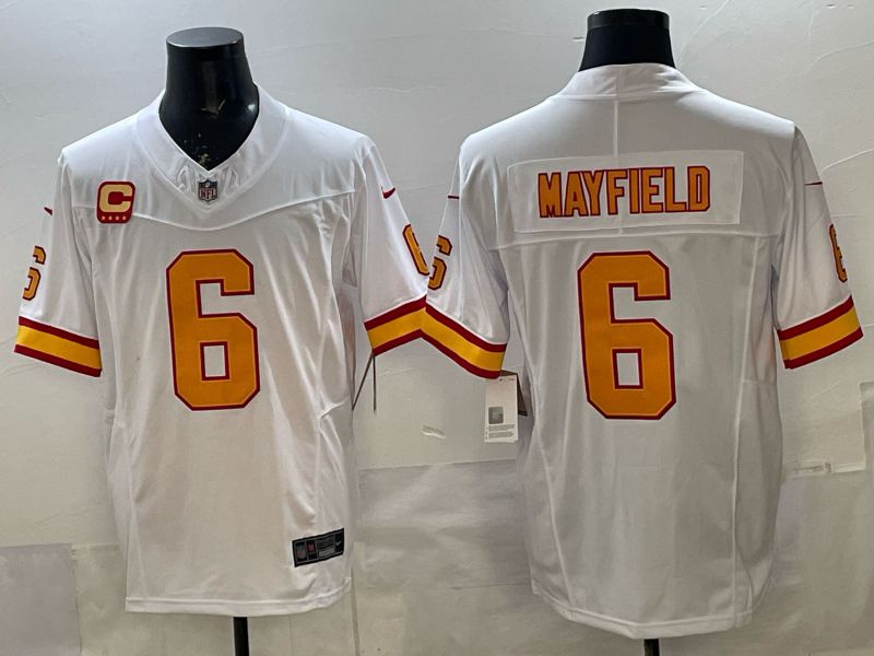 Men 2026 Nike Tampa Bay Buccaneers #6 Mayfield White 5th generation Throwback Limited NFL Jersey 003